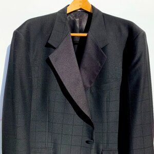 VTG Men's Coppley 100% Wool 3-Button Tuxedo Suit Black Windowpane 50R/46W